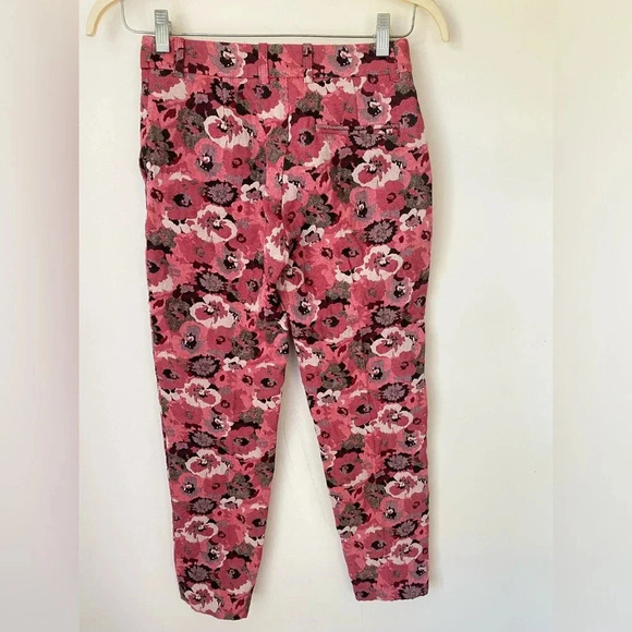 Sezane Pants Women’s 2 Jacquard Gustav Trousers Pink Floral Academia - Picture 5 of 11